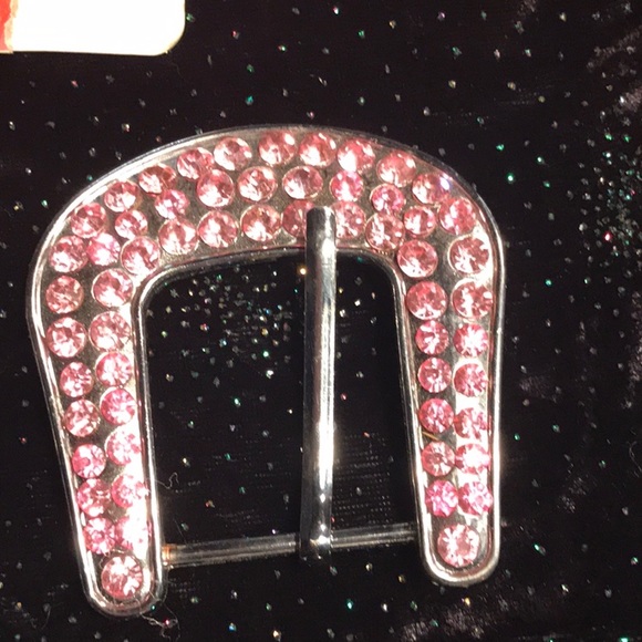 Belt buckle pink rhinestones metal & new elastic headwrap - Picture 4 of 11